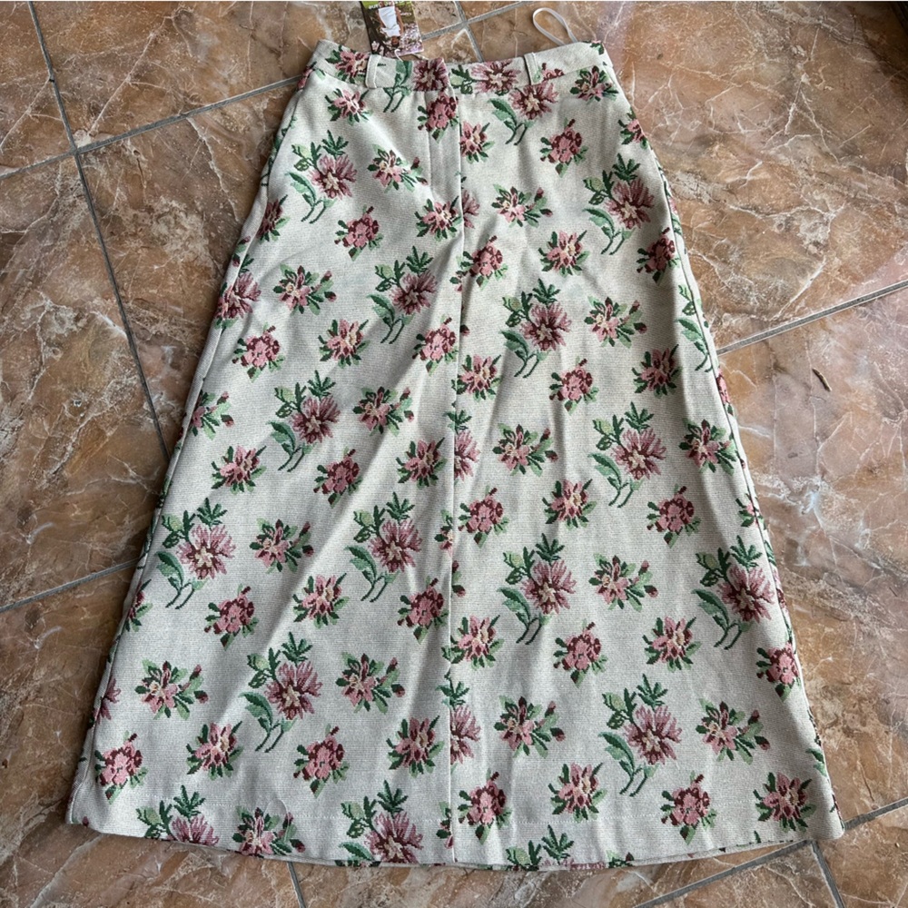 Sister Jane Floral Ember Tapestry Midi Skirt in Pink and Green